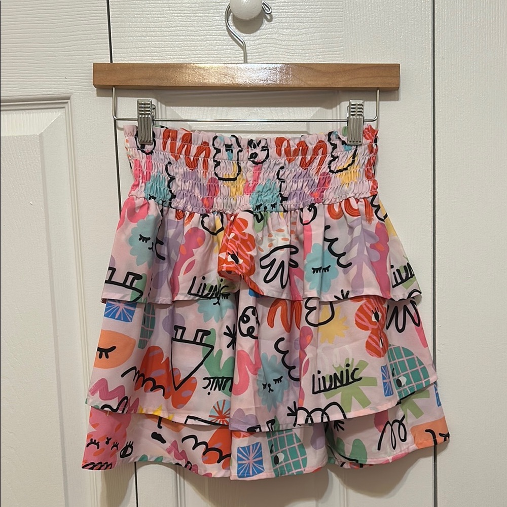 H&M Bubble Tiered Mini Skirt in Pink and Blue